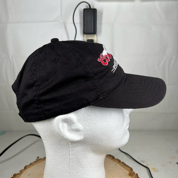 Coors Light Beer NHL Embroidered Logo Baseball Cap Hat Hook and Loop Black Red - Picture 6 of 7